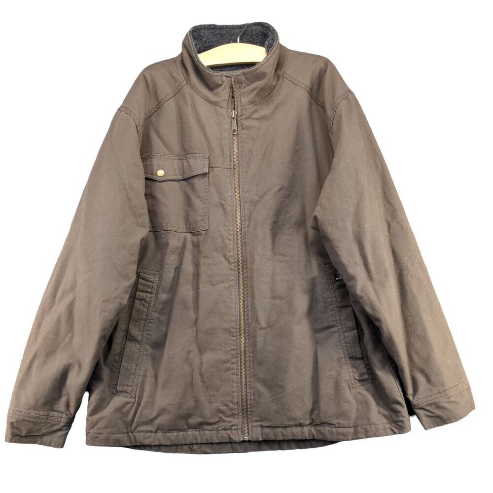 Dri-Duck Men's Field Jacket XL Long Sleeve Brown Sherpa Lined Full Zip Cotton
